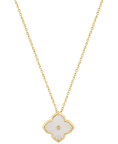 Effy Collection SimulatedPearl (0.75mm) & Diamond Accent (0.04 ct. t.w.) Pendant Necklace in Gold Over Silver