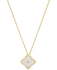 Effy Collection SimulatedPearl (0.75mm) & Diamond Accent (0.04 ct. t.w.) Pendant Necklace in Gold Over Silver