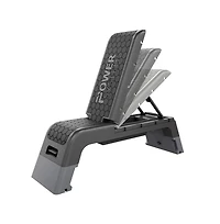 Power Systems Aerobic Deck, Adjustable Fitness Deck Bench With Adjustable Deck and Resistance Band Clips