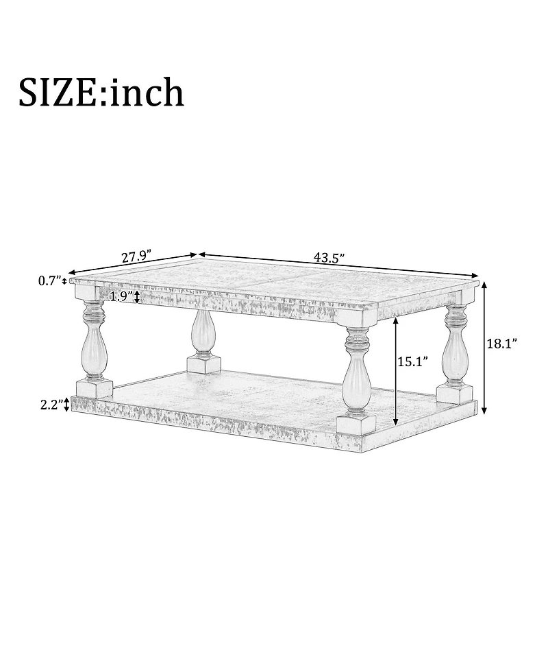 Streamdale Furniture Vintage Coffee Table with Vase Legs and Pine Veneer