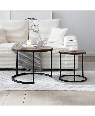 Streamdale Furniture 2-Pc Nesting Coffee/End Tables w/ Metal Frame