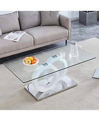 Streamdale Furniture Glass-Top Mdf Coffee Table with Base