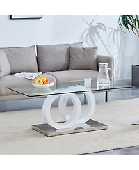 Streamdale Furniture Glass-Top Mdf Coffee Table with Base