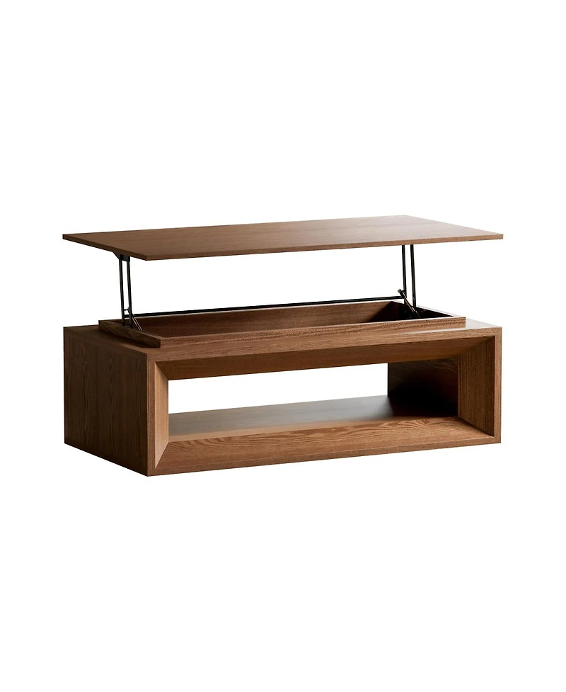 Streamdale Furniture Walnut Lift-Top Coffee Table with Storage and Adjustable Height