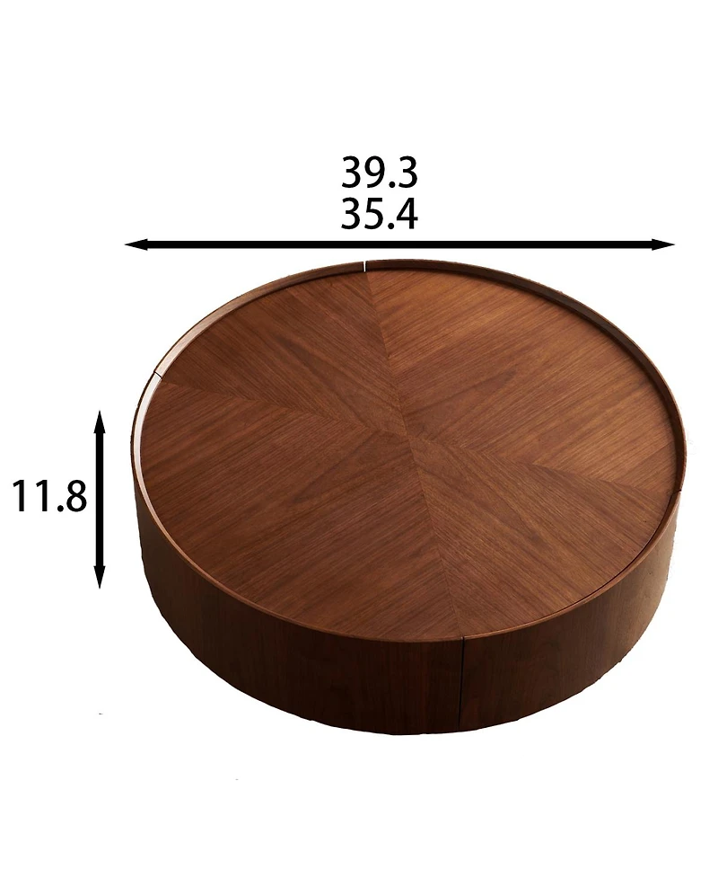 Streamdale Furniture Walnut Circular Coffee Table for Living Rooms and Offices