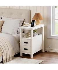 Streamdale Furniture Rustic End Table Charging Station and 2 Drawers