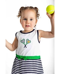 Florence Eiseman Toddler Girls Stripe Knit Dress with Tennis Rackets
