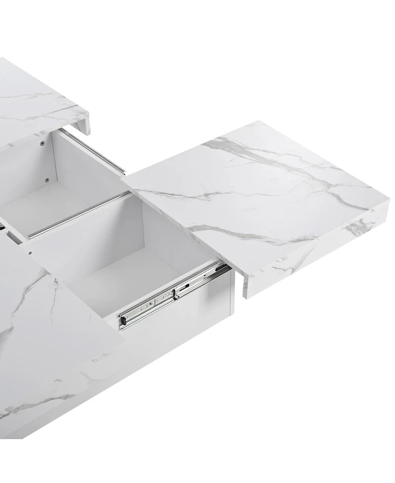 Streamdale Furniture Square Marble Veneer Coffee Table Sliding Top with Storage