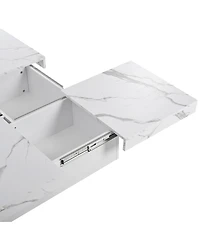 Streamdale Furniture Square Marble Veneer Coffee Table Sliding Top with Storage