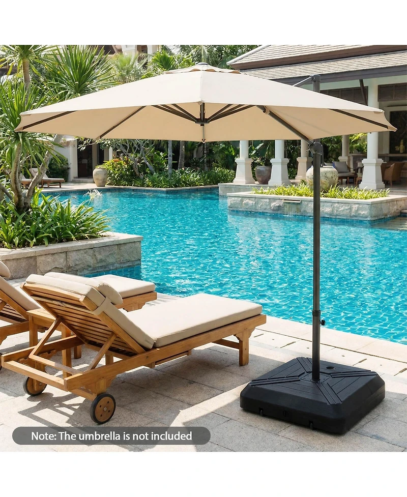 Costway Cantilever Offset Umbrella Base With Wheels, Metal Crossbar For Backyard And Poolside