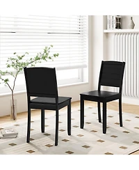 Slickblue Set of 2 Wooden Dining Chairs, Armless Kitchen Chairs with Durable Rubber Wood Legs