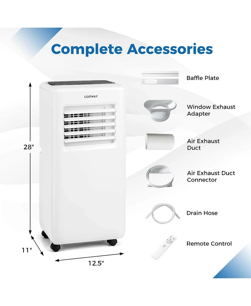 Costway 6500 Btu Portable Air Conditioner 3 in 1 Air Cooler with Fan and Dehumidifier