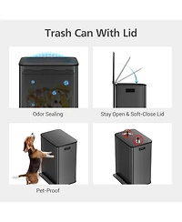 gaomon 16 Gallon Dual Compartment Trash Can, Stainless Steel Recycling Bin