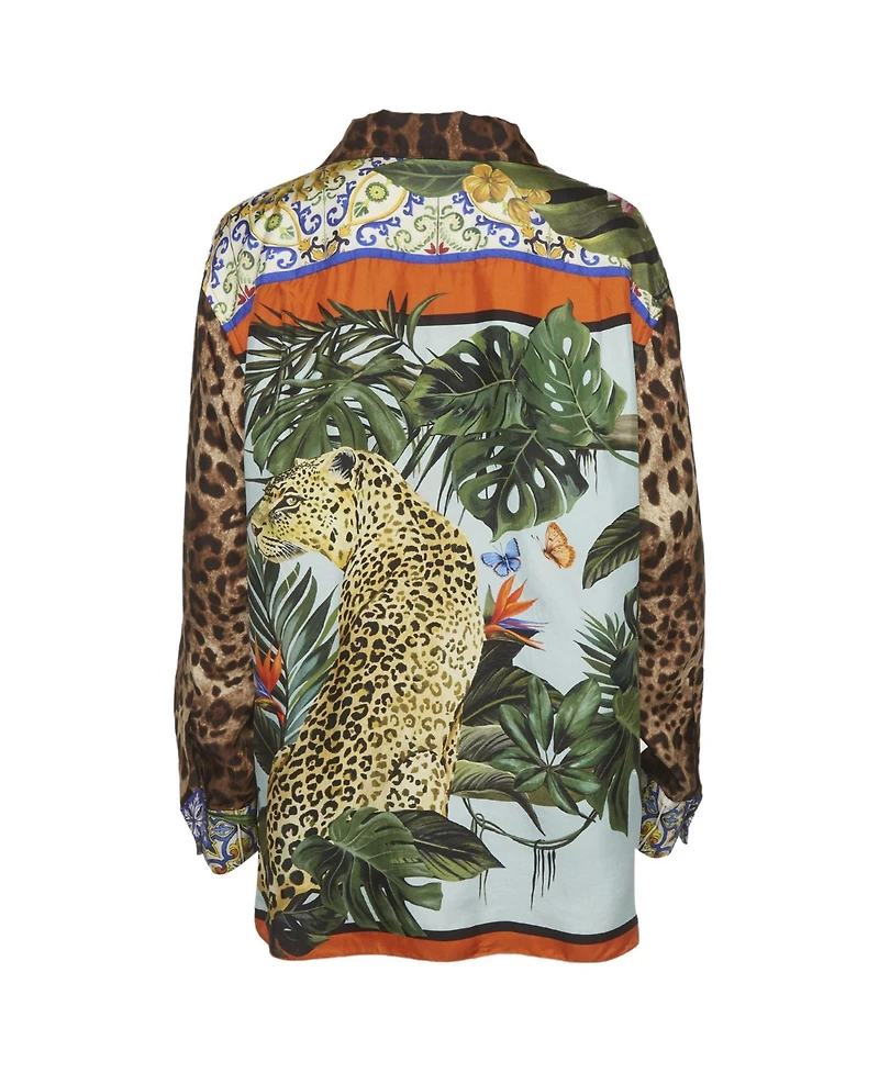 Pre-Owned Dolce & Gabbana Women's Pre-Owned Dolce and Gabbana Animal Print Silk Oversized Shirt