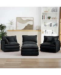 Maison Boucle Chenille Modular Sectional Sofa Couch 3 Seater with Ottoman L Shaped