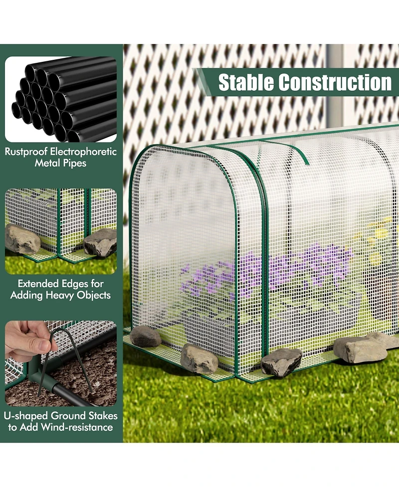 Sugift Mini Tunnel Greenhouse with Roll-up Zipper Door