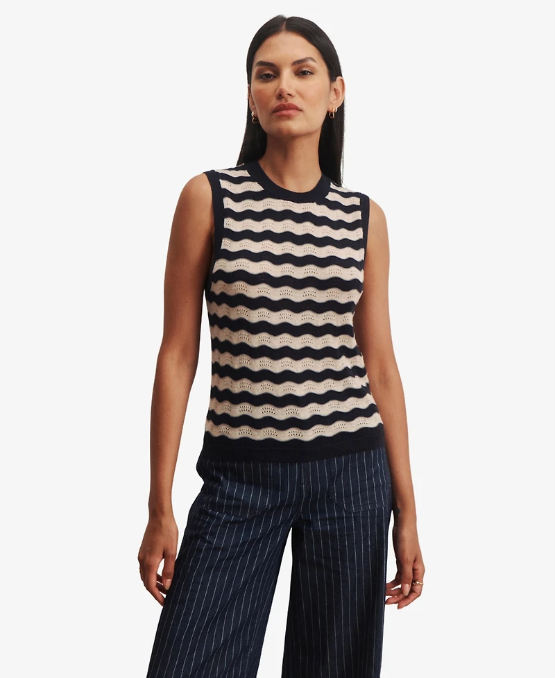 Sanctuary Petite Cotton-Blend Everyday Chevron Knit Sleeveless Sweater
