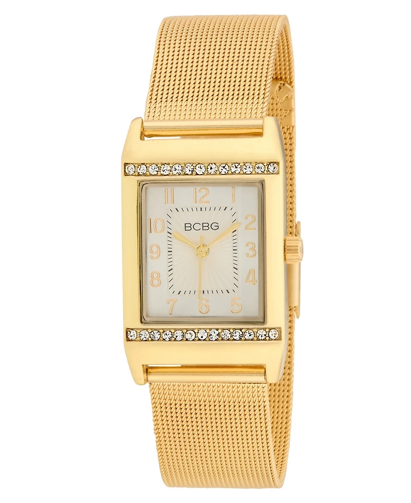 Bcbg Women's Quartz Rectangle Gold Stainless Steel Watch 23mm