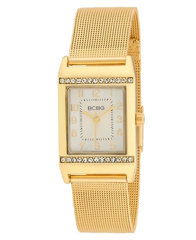 Bcbg Women's Quartz Rectangle Gold Stainless Steel Watch 23mm