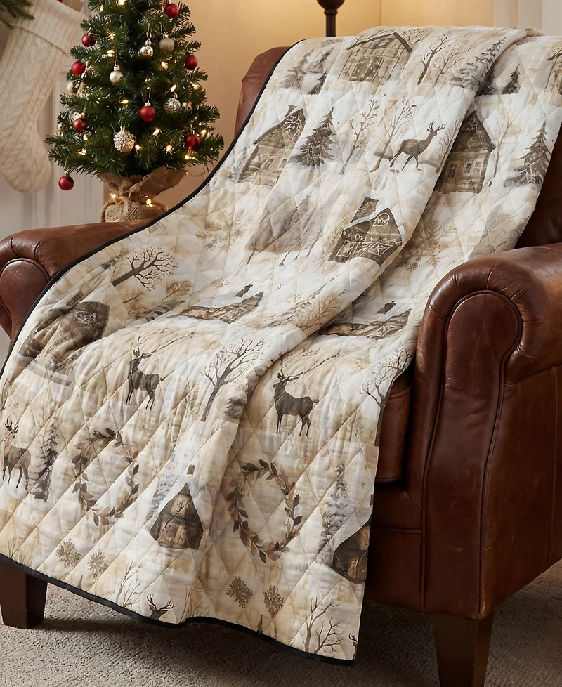 Your Lifestyle Antique Winter Reversible Throw, 50"x 60"