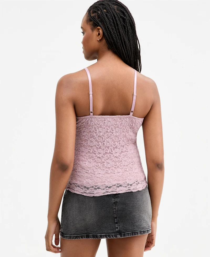 Madden Girl Juniors' Ribbon-Trim Lace Cami