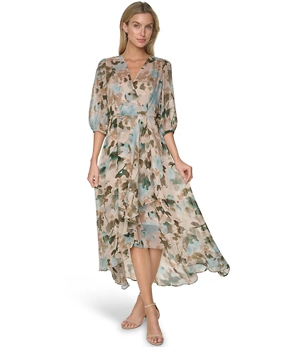 Calvin Klein Women's V-Neck High-Low Dress