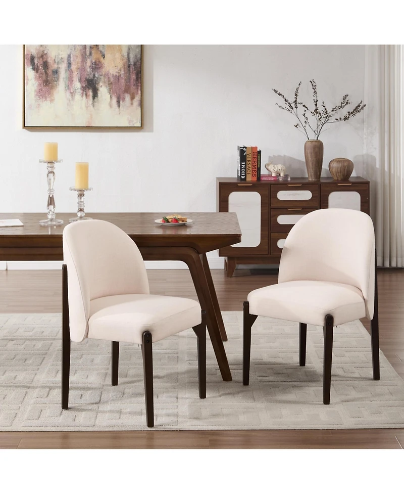 Boyel Living Wooden Dining Chairs Set of 2 Modern Fabric Upholstered Room Chair