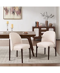 Boyel Living Wooden Dining Chairs Set of 2 Modern Fabric Upholstered Room Chair