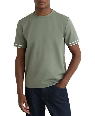 Reiss Men's Piped-Trim Textured T-Shirt