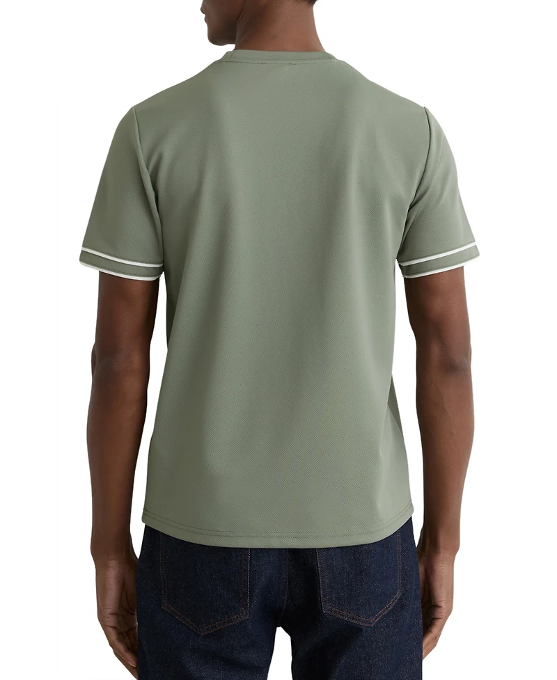 Reiss Men's Piped-Trim Textured T-Shirt