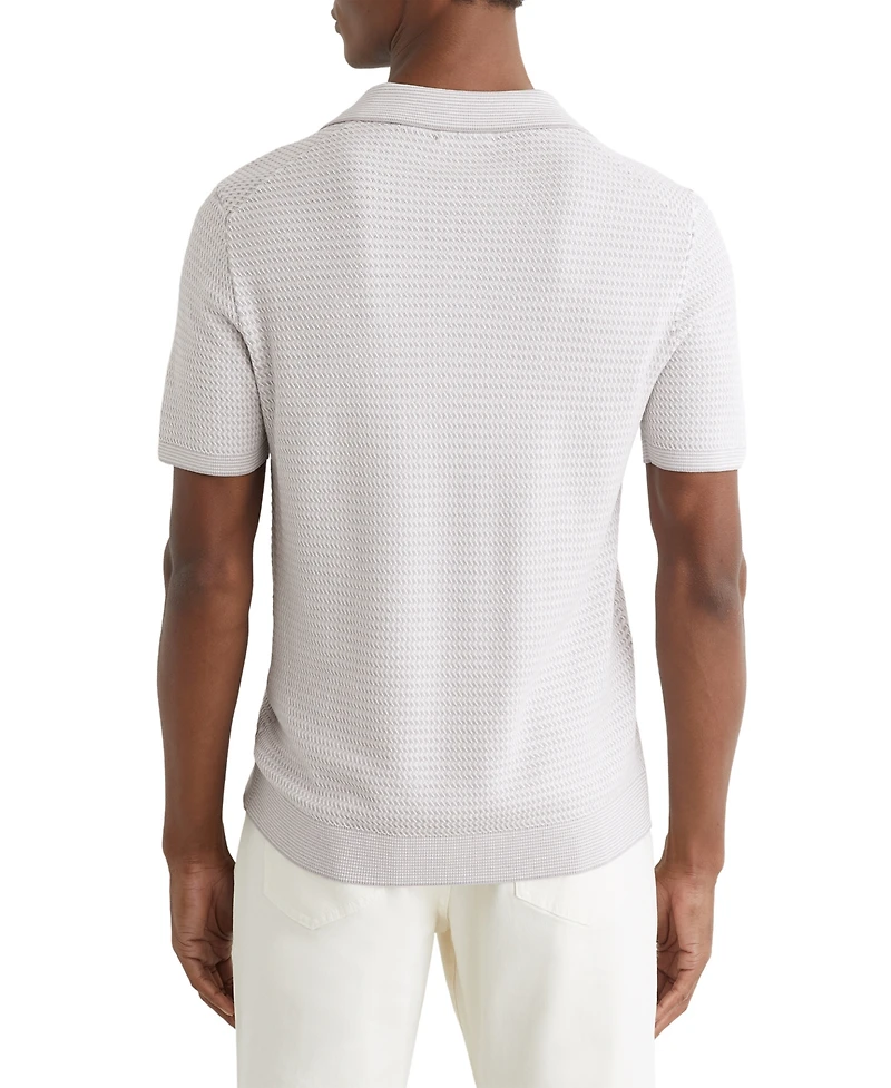 Reiss Men's Reury Open Collar Textured Polo Shirt