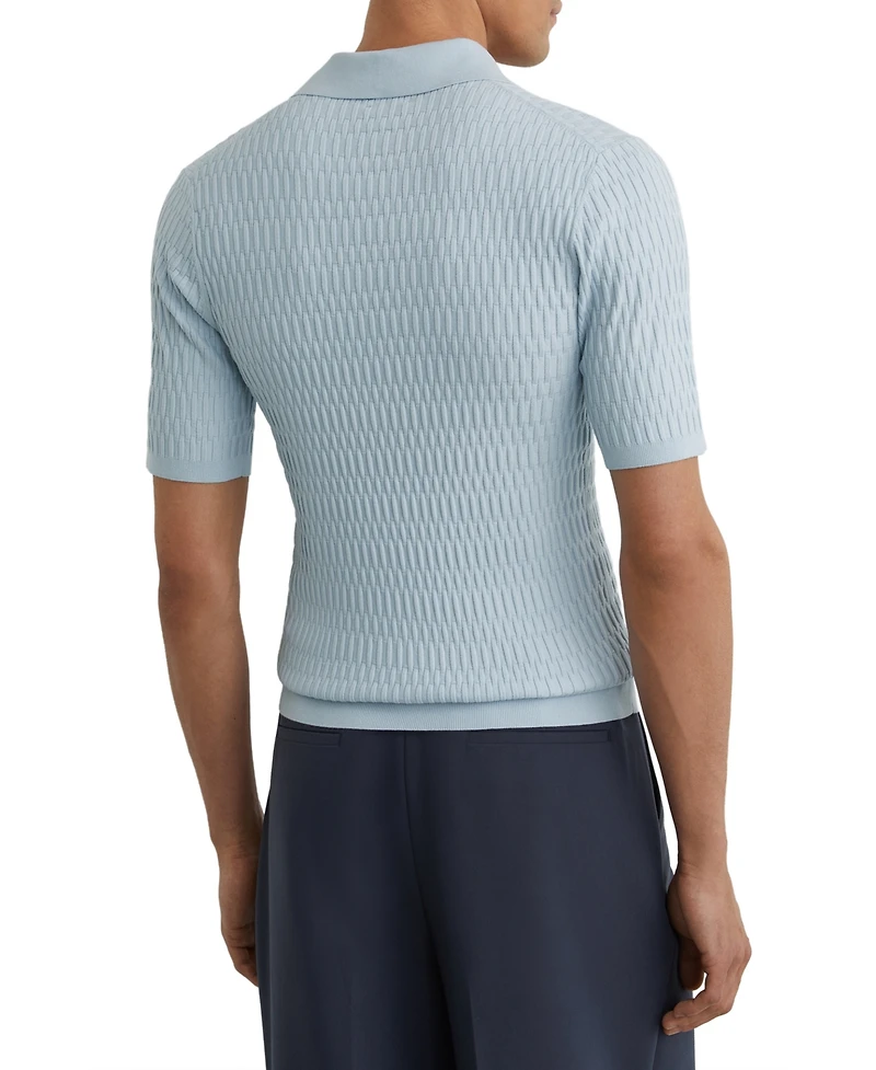 Reiss Men's Era Half Button Textured Polo Shirt