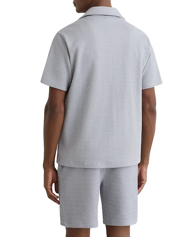 Reiss Men's Felipe Textured Jacquard Cuban Shirt