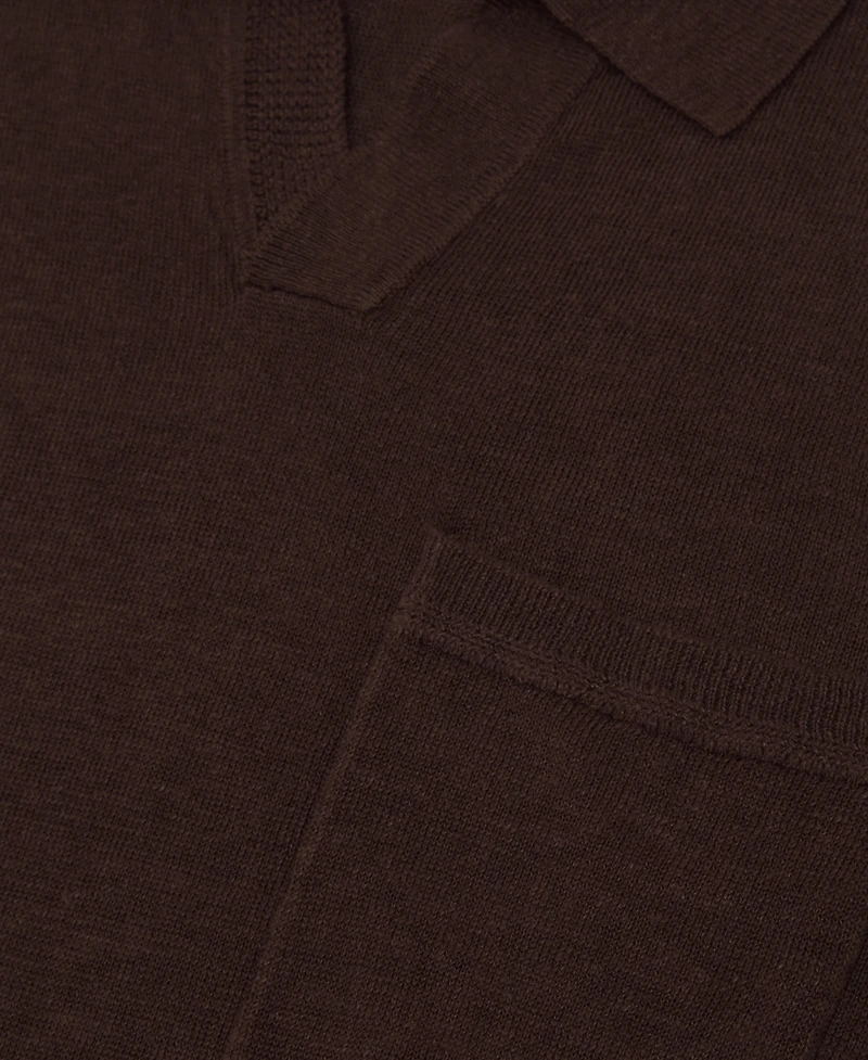 Reiss Men's Oaklands Open Collar Linen Polo Shirt