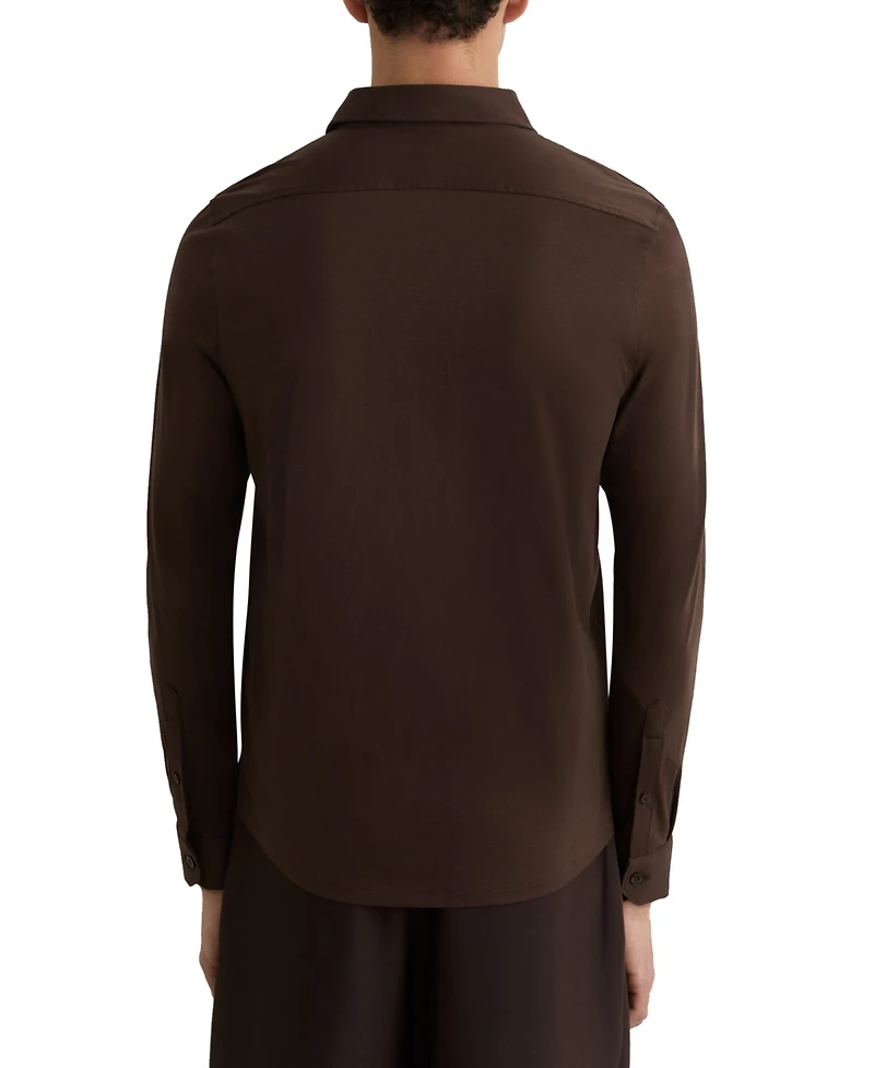 Reiss Men's Half-Button Cable-Knit Wool Shirt