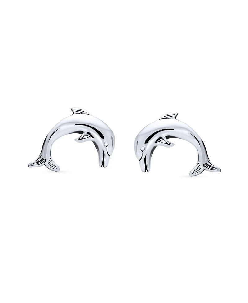Bling Jewelry Tiny Hawaiian Fish Nautical Dolphins Stud Earrings .925 Sterling Silver
