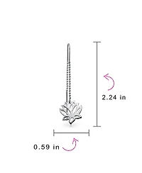 Bling Jewelry Spiritual Zen Lotus Flower Earrings .925 Sterling Silver Long Chain Threader Stabilizing U Hook