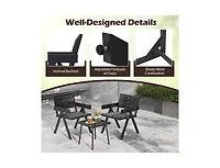 Lucky One 3 Piece Patio Wicker Bistro Set with Quick Dry Foam Cushions Glass Table