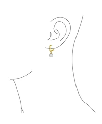 Bling Jewelry Modern Freshwater Teardrop Pearl Dangle Paperclip Huggie Earrings Gold Plated