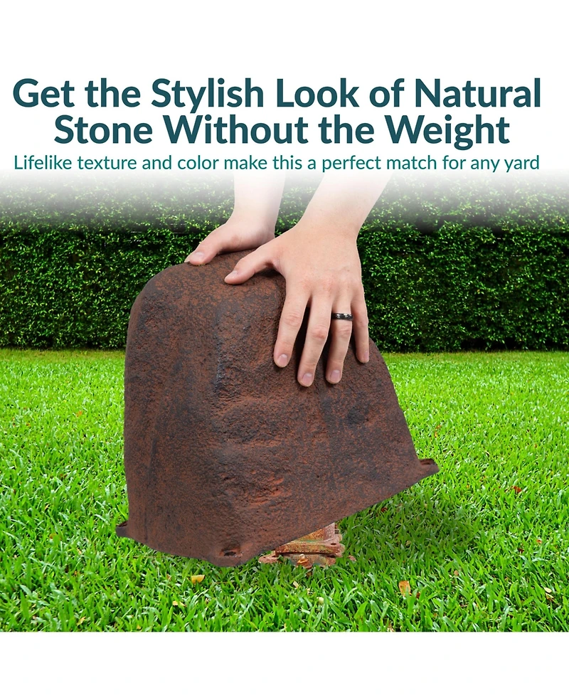 Sunnydaze Decor Outdoor Polyresin Landscape Rock Septic Cover with Stakes - 2-Pack