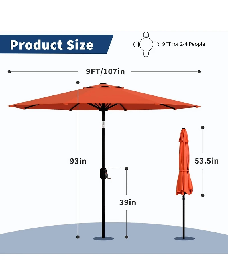 gaomon 9 Ft Outdoor Table Patio Umbrella, Waterproof Uv Protection for Garden, Backyard