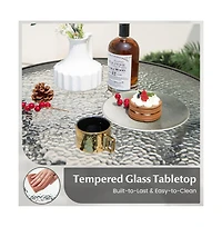 Boyel Living 38 Inch Patio Bar Table with Tempered Glass Tabletop