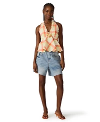 Steve Madden Women's Tania Halter Neck Ruched Back Top