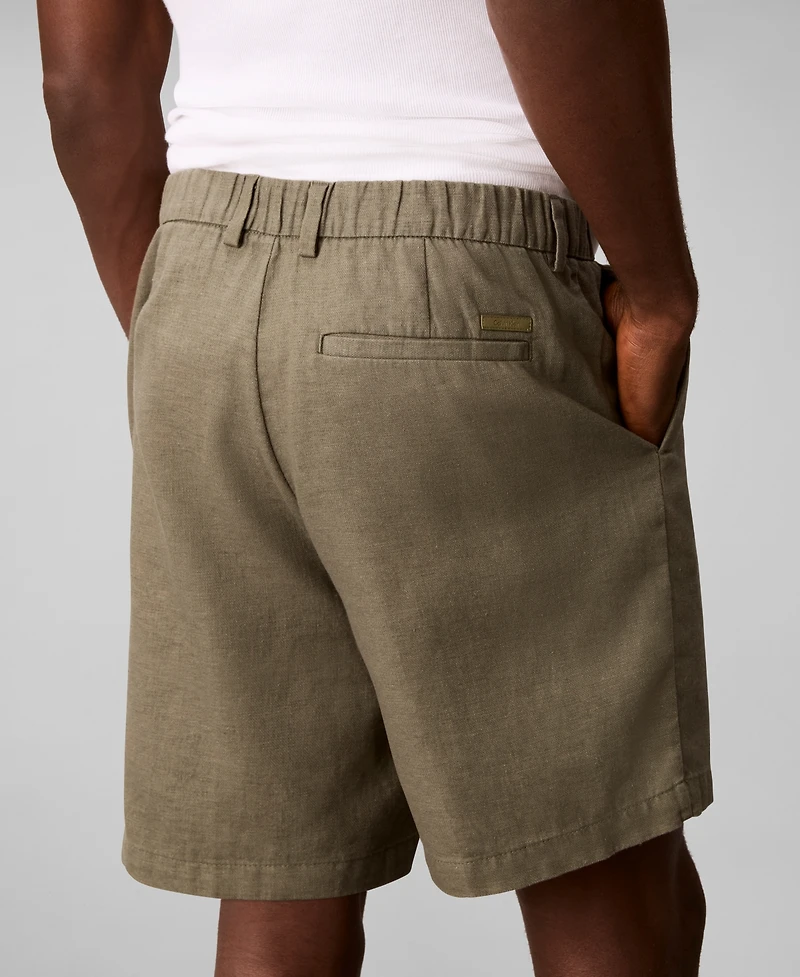 Calvin Klein Men's Straight Linen Blend Elastic Waistband Shorts