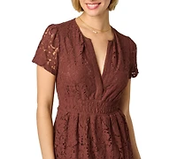 Adrianna Papell Women's Lace Detail Tiered Midi Dress