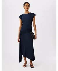 Whistles Women's Lace Insert Asymmetric Midi Dress