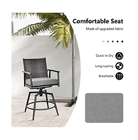Boyel Living 360 Degree Swivel Bar Stool Set of 2 with Metal Frame and Pe Rattan Backrest