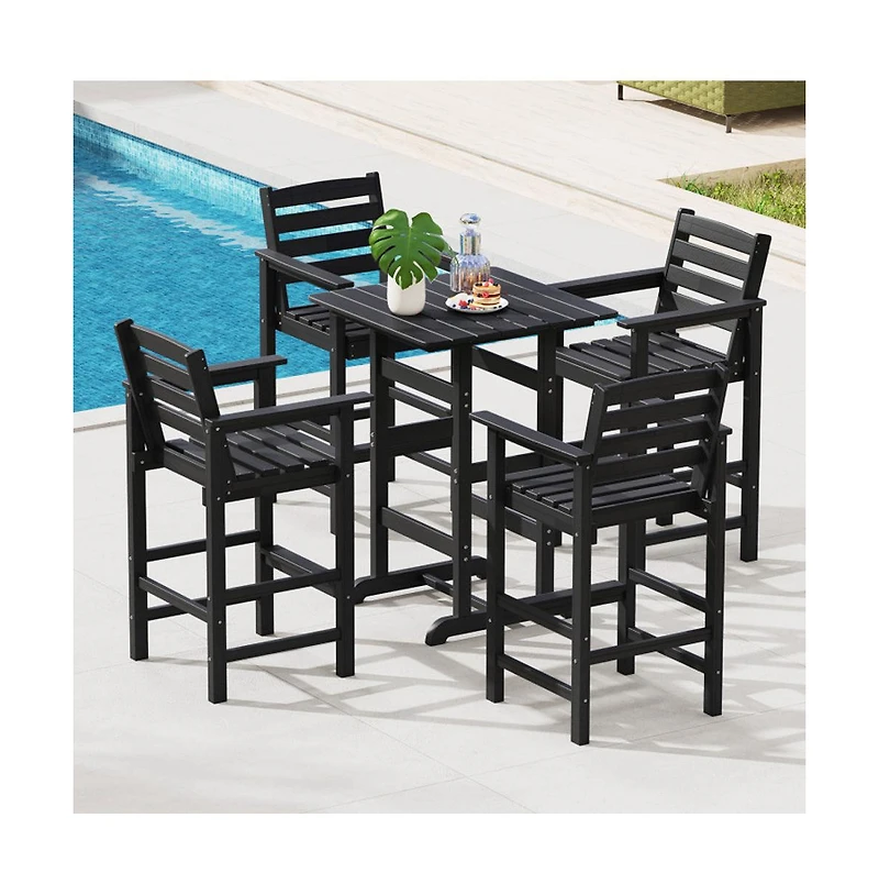 Boyel Living 30 Inch Square Bar Table Dining with Slatted Tabletop for Poolside