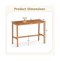 Boyel Living Acacia Wood Counter Height Table with Slatted Tabletop and Footrest Crossbar