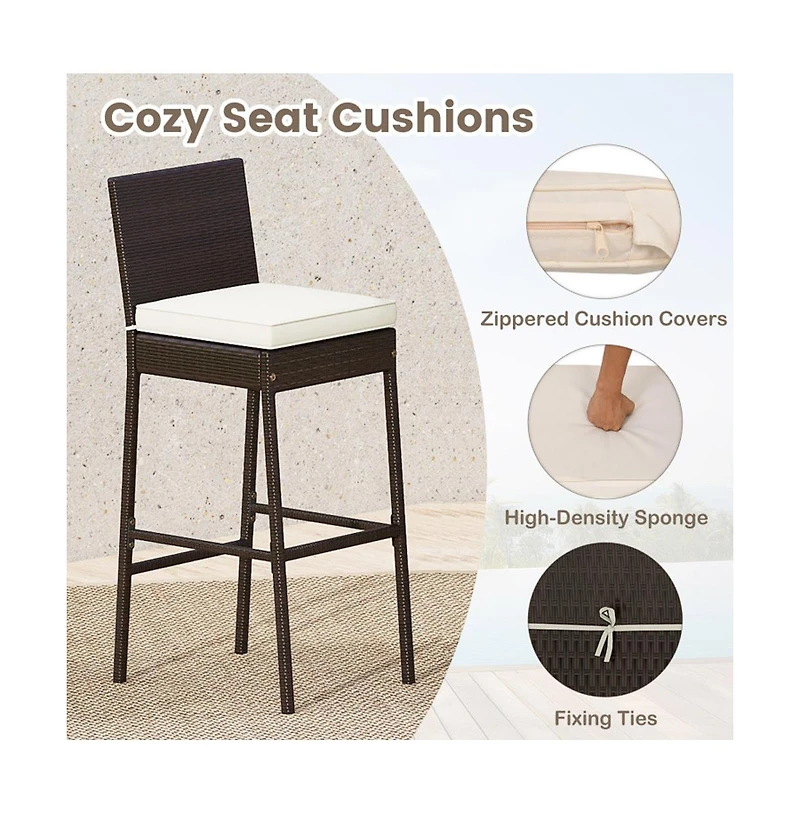 Boyel Living 3 Piece Outdoor Bar Set Patio Heavy-Duty Metal Barstool and Table Set